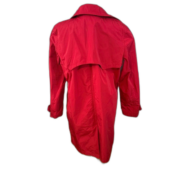 Lauren Ralph Lauren Red Trench Coat Large Double Breasted Classic Lined - Picture 7 of 11
